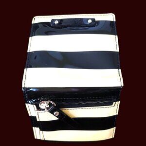 Kate Spade RARE New Sander Pasadena Black White PatentLeather Striped Cardholder